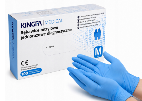 Rękawiczki Nitrylowe M – 50 Par | Bezpudrowe, Mocne i Wygodne