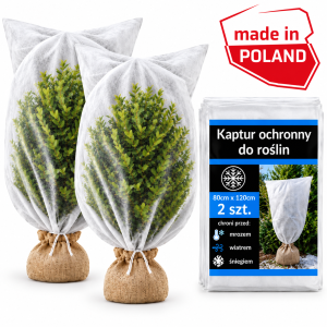 Kaptur ochronny 2 sztuki zimowy na rośliny 80 × 120 cm – agrowłóknina, osłona przed mrozem i wiatrem
