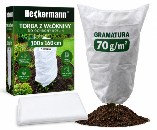 Kaptur ochronny zimowy na rośliny 100 × 160 cm 70gm2  – agrowłóknina, osłona przed mrozem i wiatrem